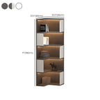 Vitrine d'angle ouverte en bois noir et blanc avec éclairage