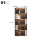 Vitrine d'angle ouverte en bois noir et blanc avec éclairage