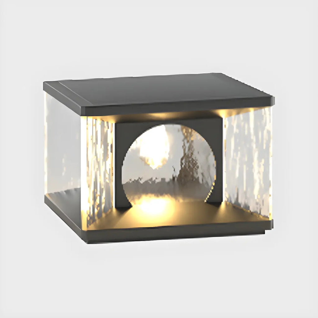 Lampe de poteau carrée en métal noir et verre transparent avec fil électrique