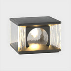 Lampe de poteau carrée en métal noir et verre transparent avec fil électrique