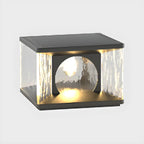 Lampe de poteau carrée en métal noir et verre transparent avec fil électrique