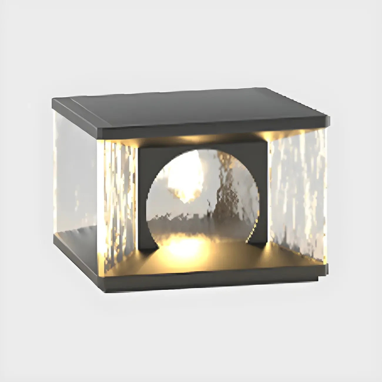 Lampe de poteau carrée en métal noir et verre transparent avec fil électrique