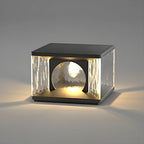 Lampe de poteau carrée en métal noir et verre transparent avec fil électrique