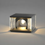 Lampe de poteau carrée en métal noir et verre transparent avec fil électrique