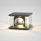 Lampe de poteau carrée en métal noir et verre transparent avec fil électrique