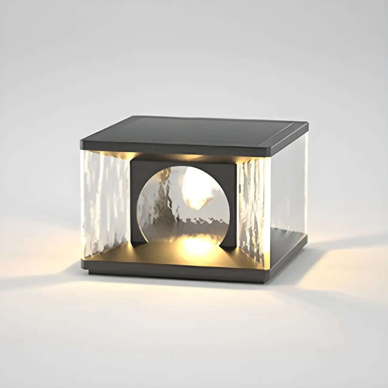 Lampe de poteau carrée en métal noir et verre transparent avec fil électrique