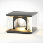 Lampe de poteau carrée en métal noir et verre transparent avec fil électrique