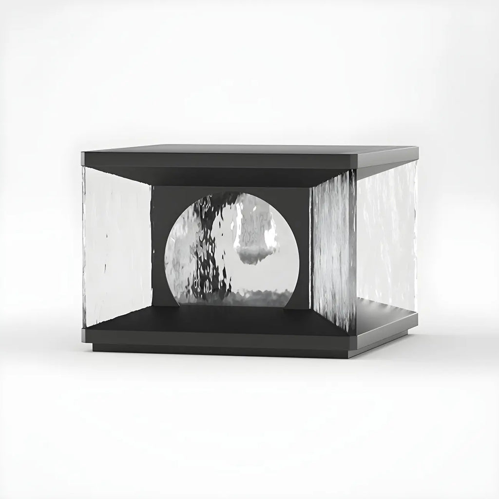 Lampe de poteau carrée en métal noir et verre transparent avec fil électrique