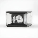 Lampe de poteau carrée en métal noir et verre transparent avec fil électrique