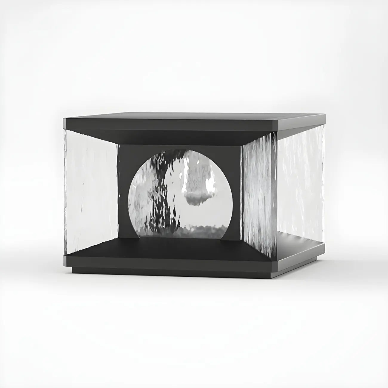 Lampe de poteau carrée en métal noir et verre transparent avec fil électrique