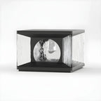 Lampe de poteau carrée en métal noir et verre transparent avec fil électrique