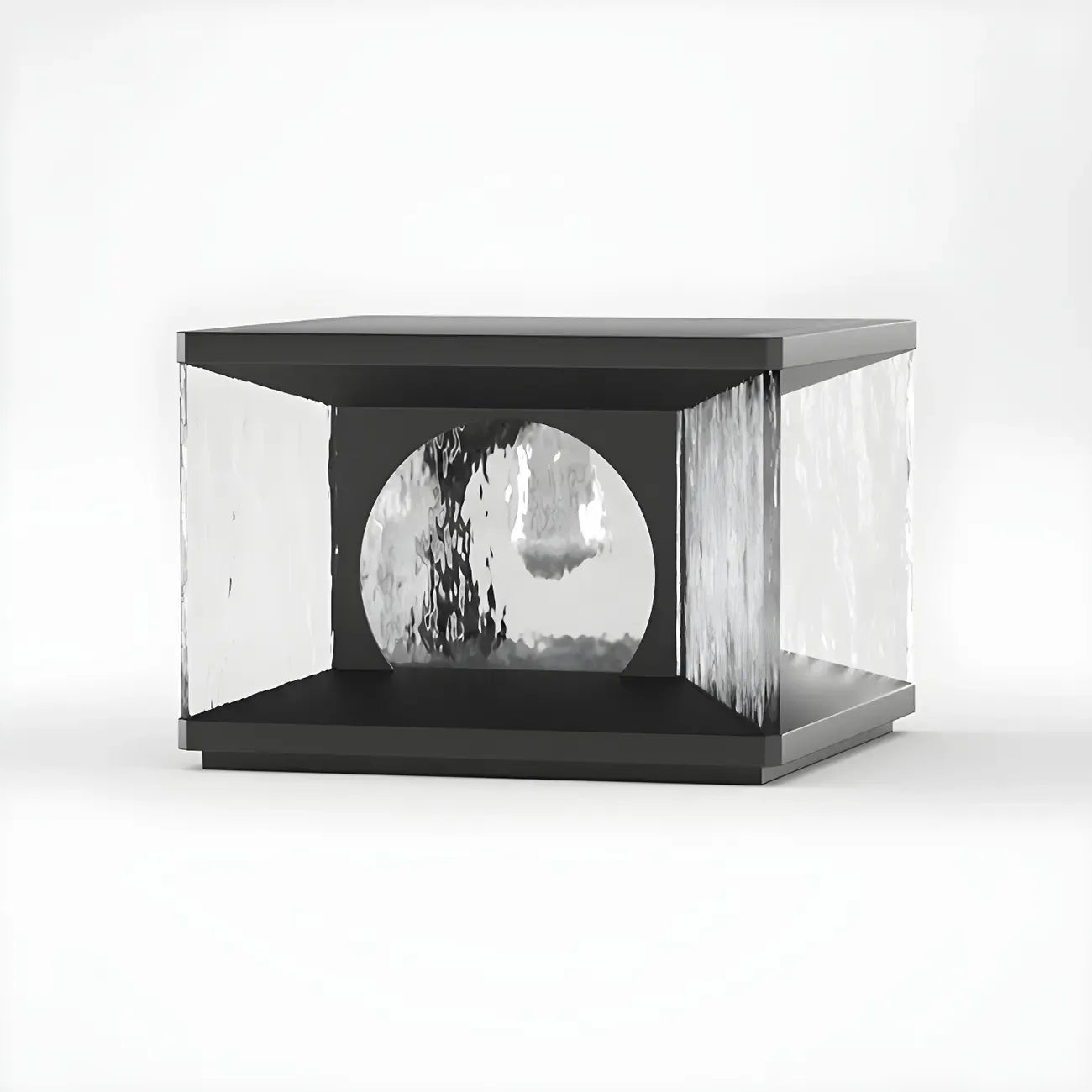 Lampe de poteau carrée en métal noir et verre transparent avec fil électrique