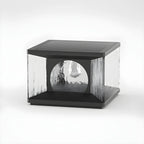 Lampe de poteau carrée en métal noir et verre transparent avec fil électrique