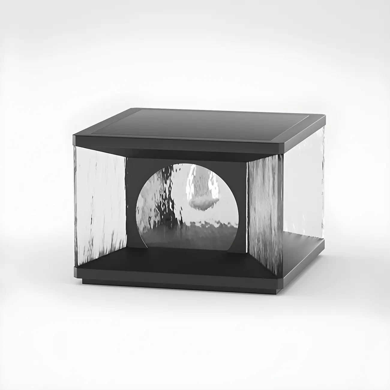 Lampe de poteau carrée en métal noir et verre transparent avec fil électrique