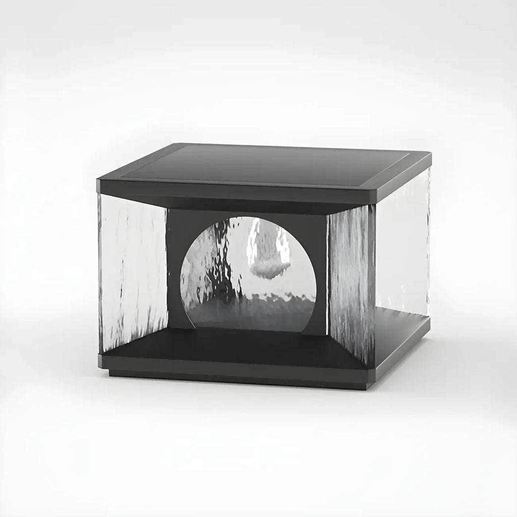 Lampe de poteau carrée en métal noir et verre transparent avec fil électrique