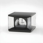 Lampe de poteau carrée en métal noir et verre transparent avec fil électrique