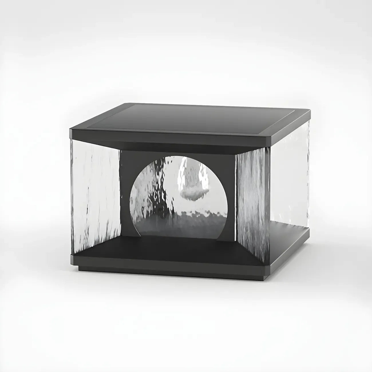 Lampe de poteau carrée en métal noir et verre transparent avec fil électrique