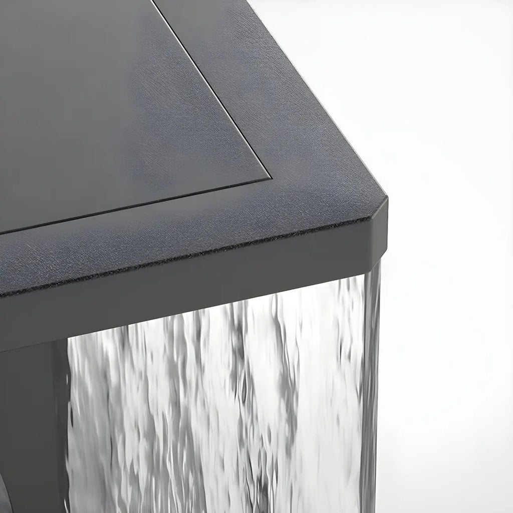 Lampe de poteau carrée en métal noir et verre transparent avec fil électrique
