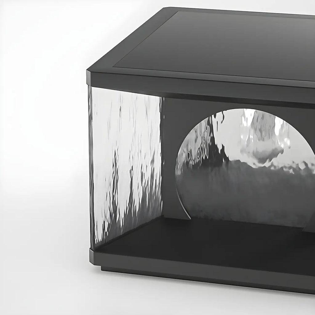 Lampe de poteau carrée en métal noir et verre transparent avec fil électrique