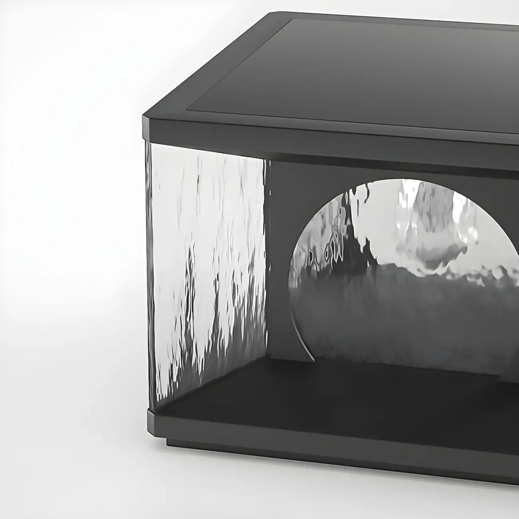 Lampe de poteau carrée en métal noir et verre transparent avec fil électrique