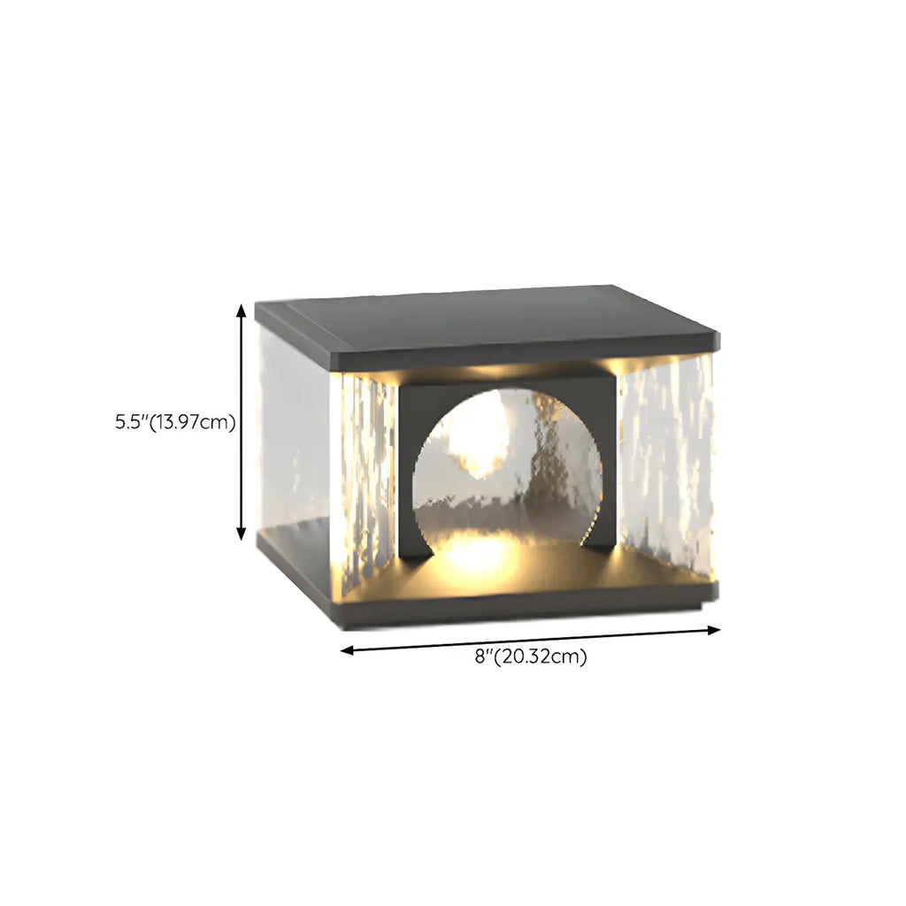 Lampe de poteau carrée en métal noir et verre transparent avec fil électrique