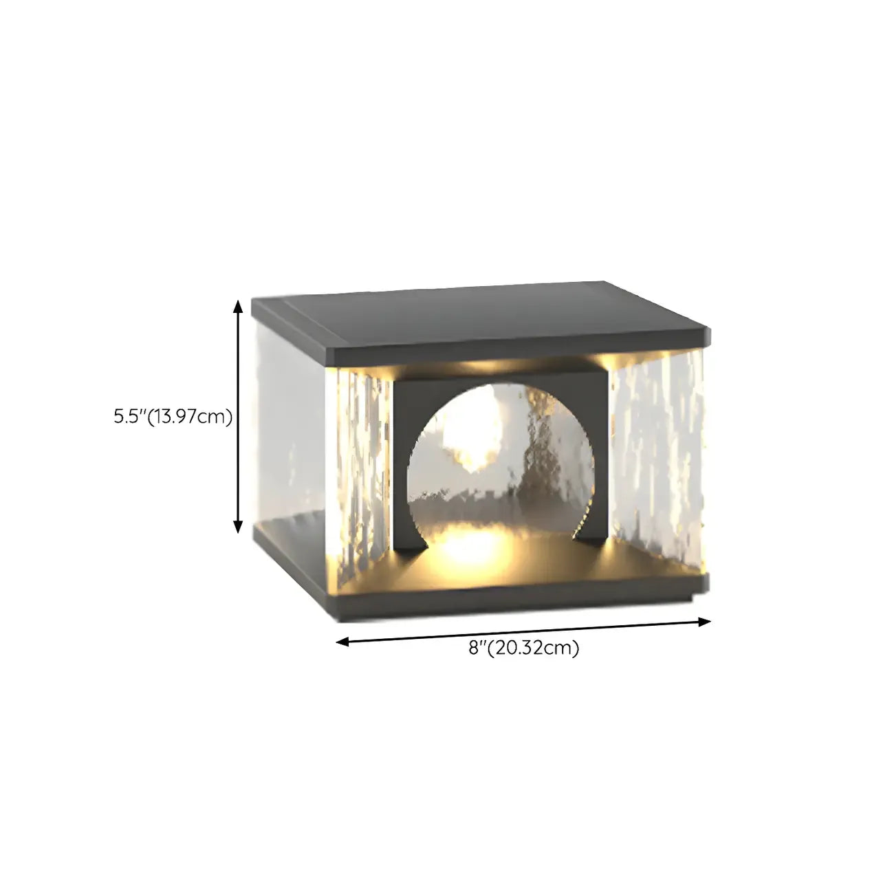 Lampe de poteau carrée en métal noir et verre transparent avec fil électrique