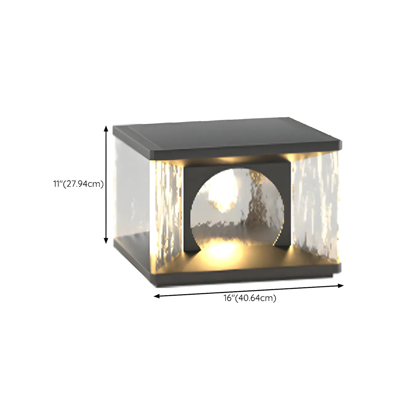 Lampe de poteau carrée en métal noir et verre transparent avec fil électrique