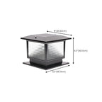 Lampe solaire extérieure carrée en métal noir et verre avec capuchon de poteau pour jardin ou cour