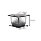 Lampe solaire extérieure carrée en métal noir et verre avec capuchon de poteau pour jardin ou cour
