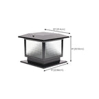 Lampe solaire extérieure carrée en métal noir et verre avec capuchon de poteau pour jardin ou cour