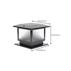 Lampe solaire extérieure carrée en métal noir et verre avec capuchon de poteau pour jardin ou cour