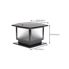 Lampe solaire extérieure carrée en métal noir et verre avec capuchon de poteau pour jardin ou cour