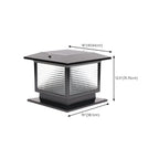 Lampe solaire extérieure carrée en métal noir et verre avec capuchon de poteau pour jardin ou cour