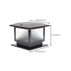 Lampe solaire extérieure carrée en métal noir et verre avec capuchon de poteau pour jardin ou cour
