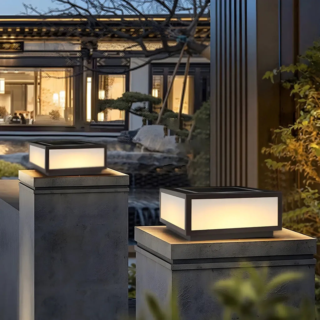 Lampes solaires d'extérieur carrées plates noires