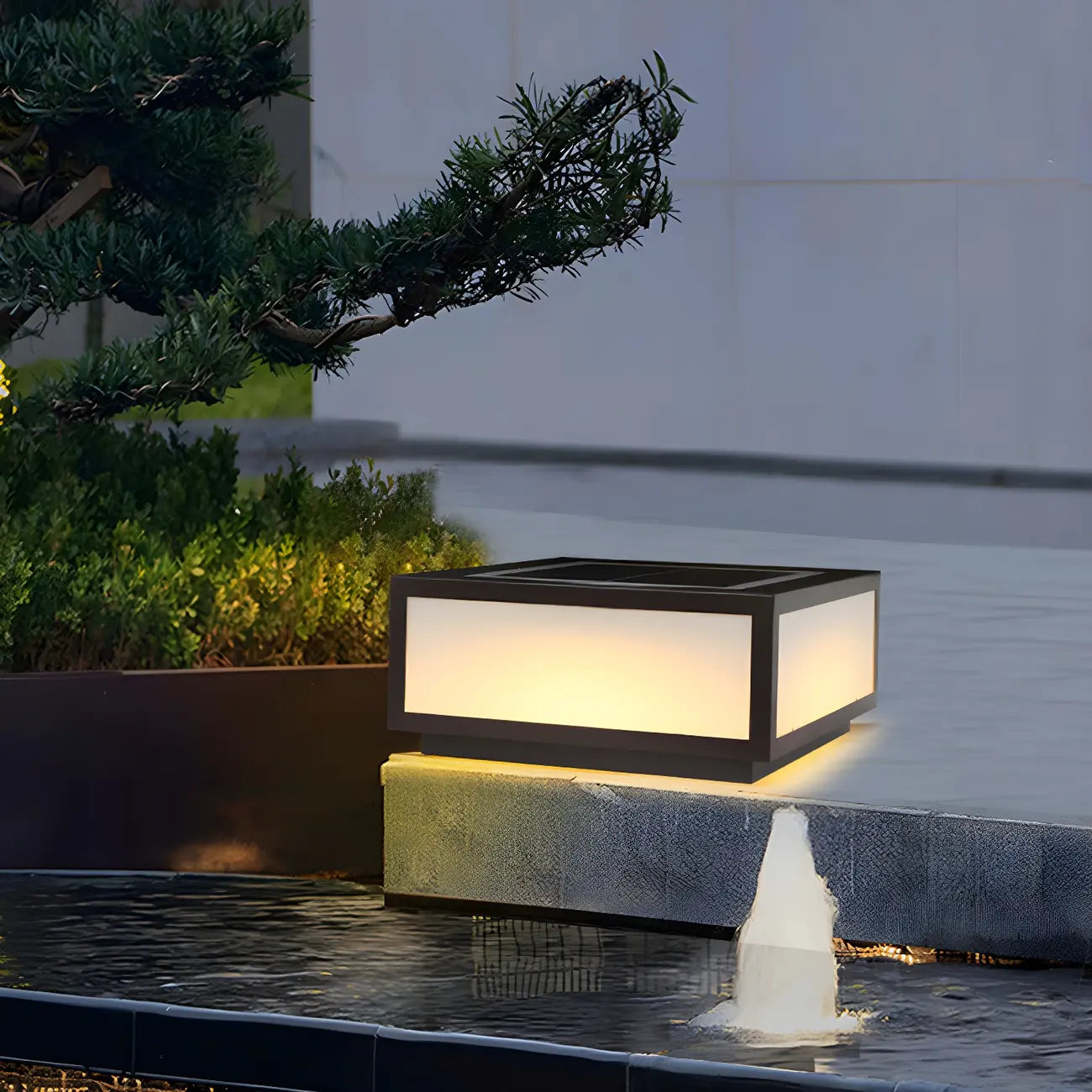 Lampes solaires d'extérieur carrées plates noires
