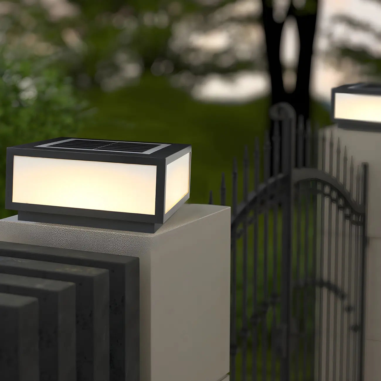 Lampes solaires d'extérieur carrées plates noires