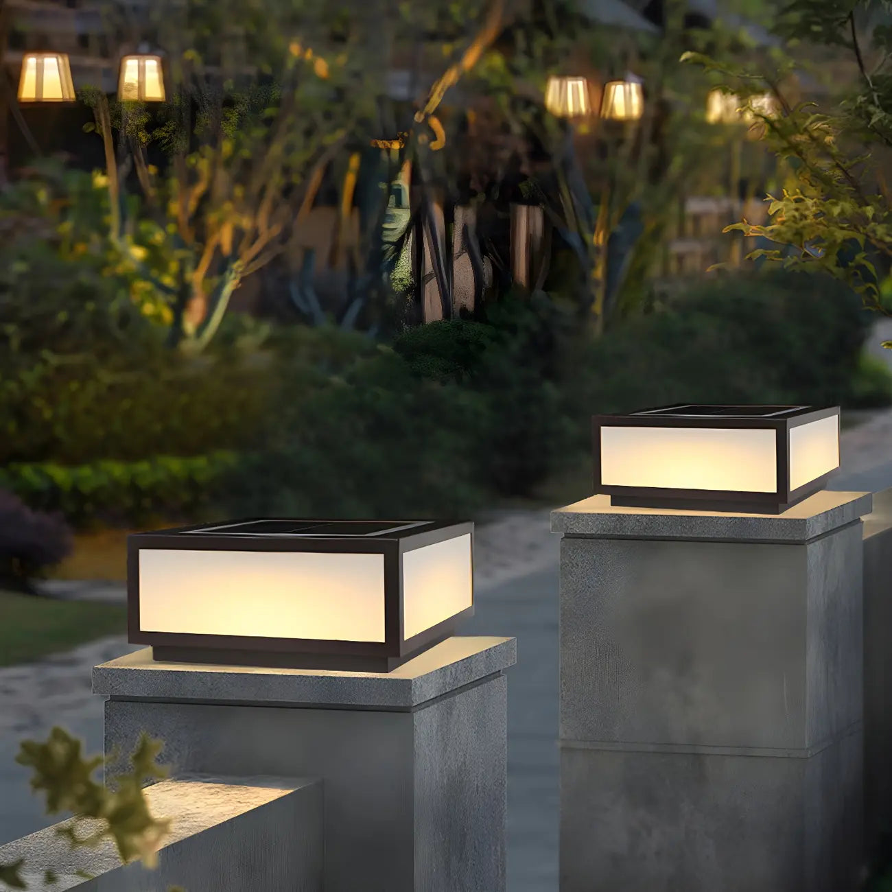 Lampes solaires d'extérieur carrées plates noires