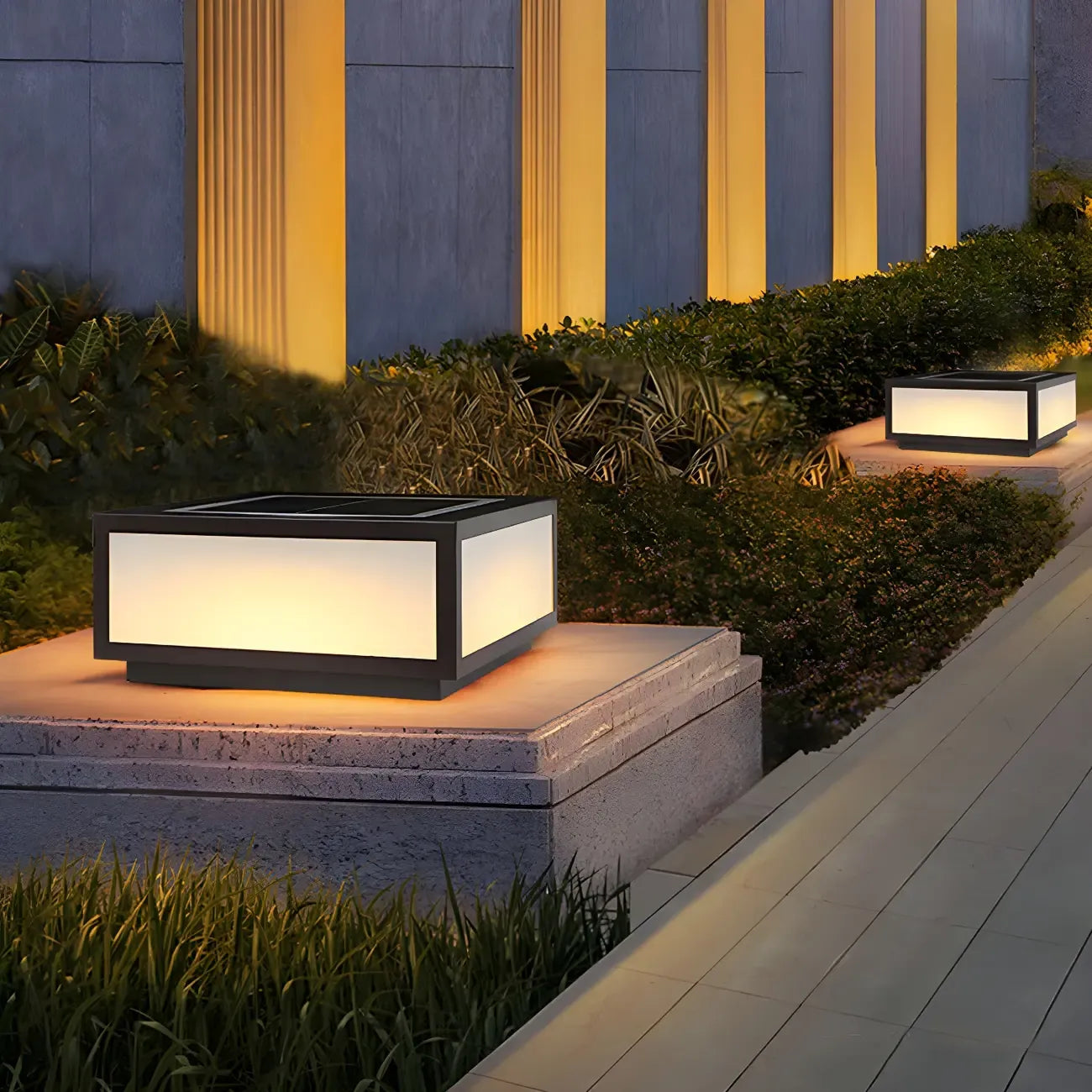 Lampes solaires d'extérieur carrées plates noires