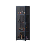 Étagère en bambou gris, vitrine avec porte en acrylique