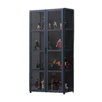 Étagère en bambou gris, vitrine avec porte en acrylique