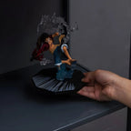 Étagère en bambou gris, vitrine avec porte en acrylique