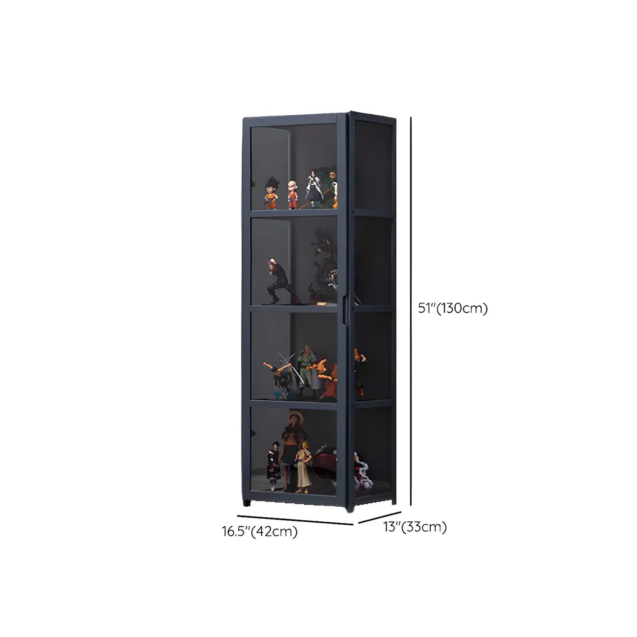 Étagère en bambou gris, vitrine avec porte en acrylique