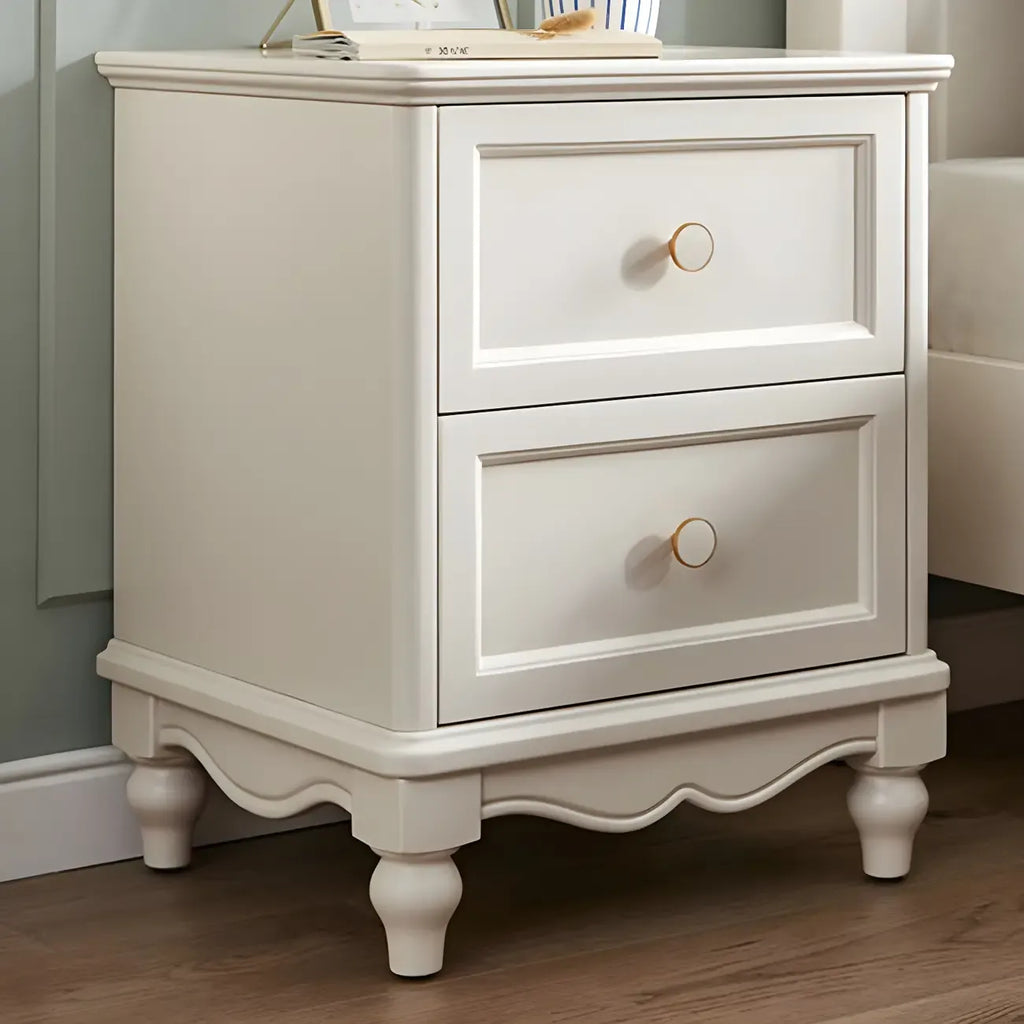 Table de chevet française en bois blanc à deux couches