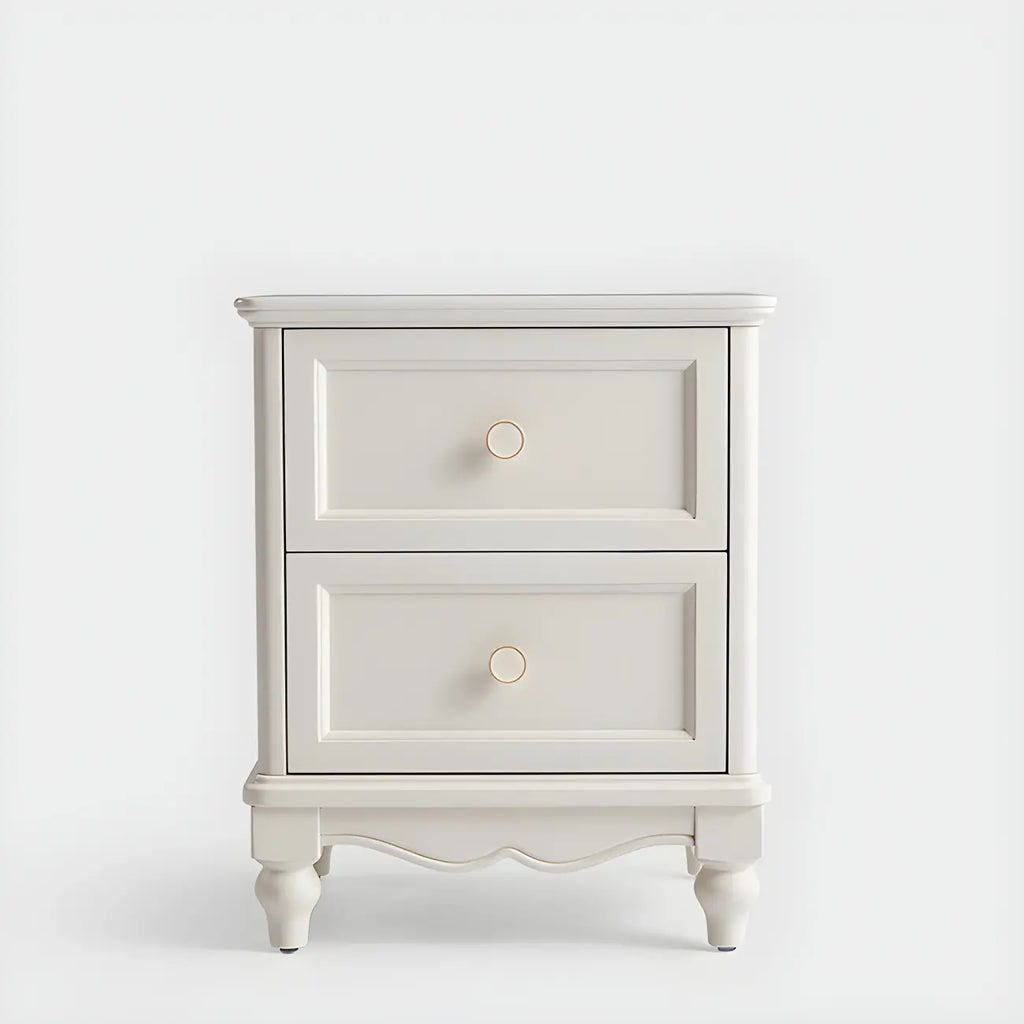 Table de chevet française en bois blanc à deux couches