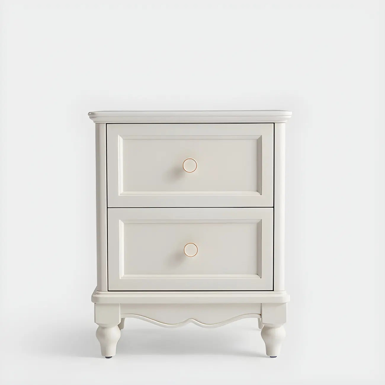 Table de chevet française en bois blanc à deux couches