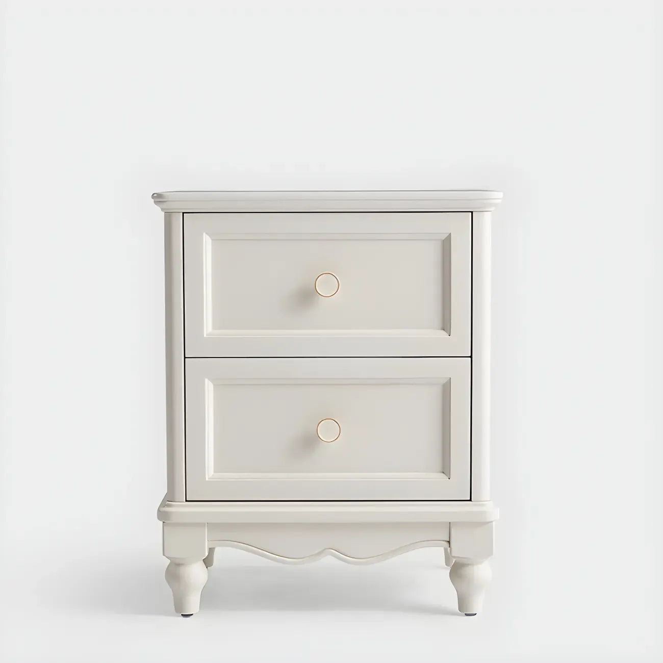 Table de chevet française en bois blanc à deux couches