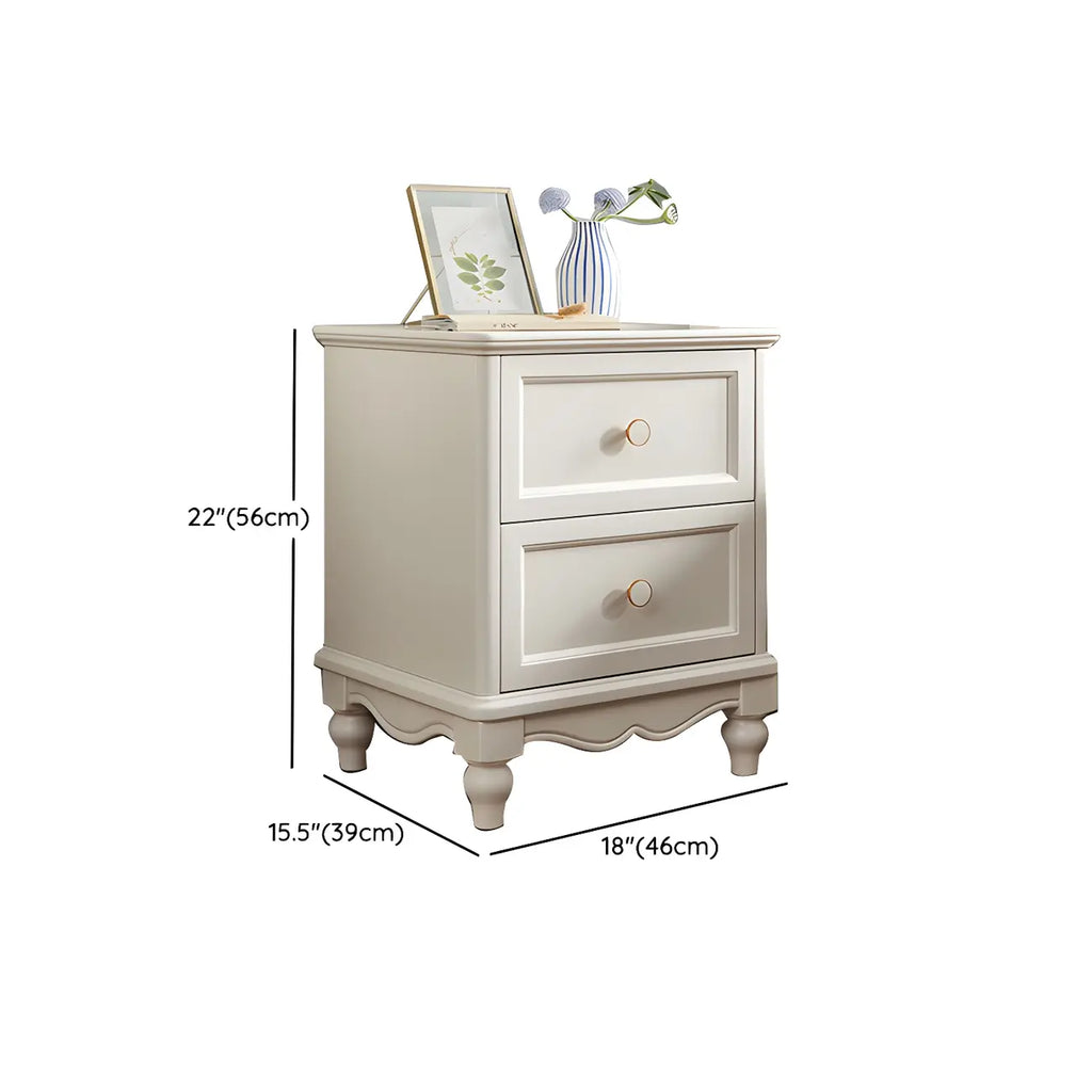 Table de chevet française en bois blanc à deux couches