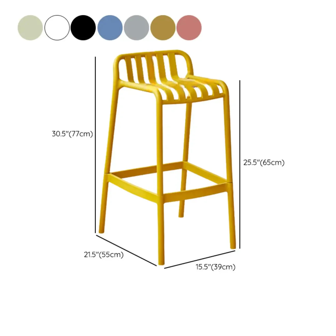 Tabouret de bar minimaliste en plastique pour intérieur et extérieur