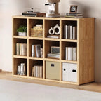 Bibliothèque horizontale moderne en bois à 8 cubes, finition naturelle